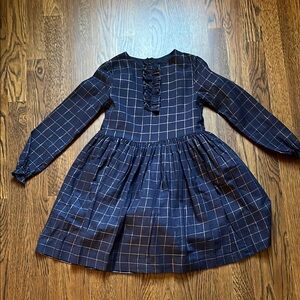 Jacadi Navy Blue Checkered Kids Dress